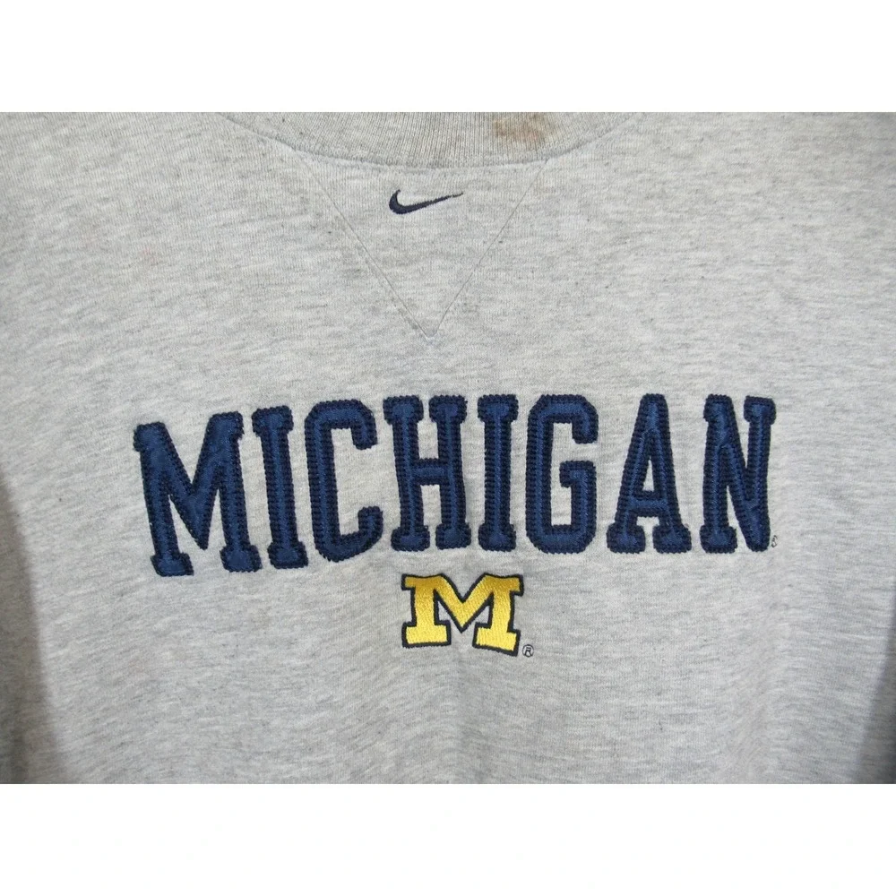 Vtg 90s Y2K University Of Michigan Nike Team Crewneck Sweatshirt Men L Swoosh - Picture 2 of 10